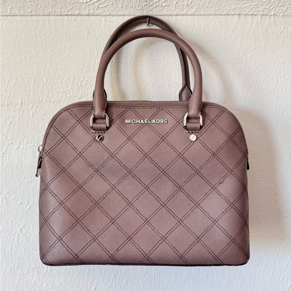 Michael Kors Quilted Satchel in Mauve Pink and Matching Wallet